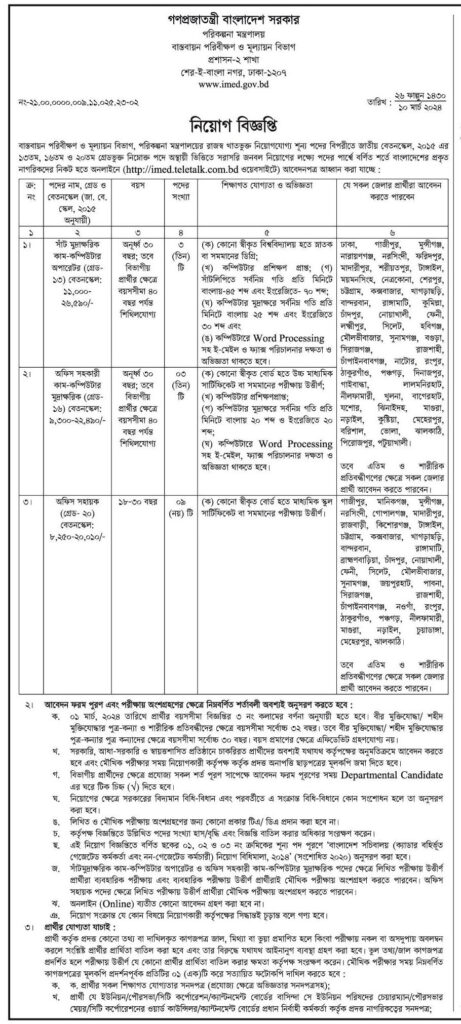 পরিকল্পনা মন্ত্রণালয় নিয়োগ বিজ্ঞপ্তির  ২০২৪ অফিসিয়াল নোটিশ-1